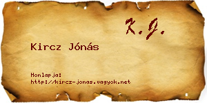 Kircz Jónás névjegykártya